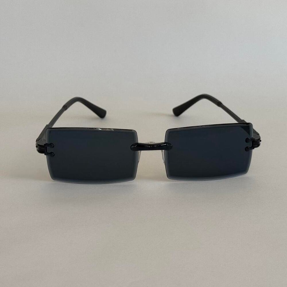 Y2K Black Rectangle Sunglasses Unisex Subtle Flair Streetwear UVA UVB